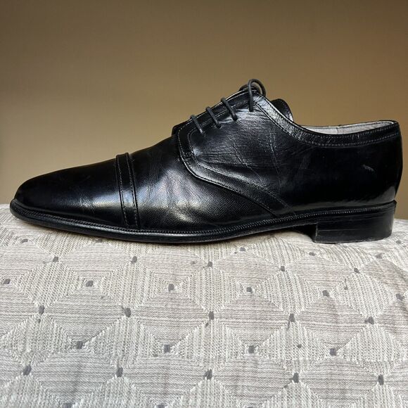 Claudio De Lorena Black Leather Cap Toe‎ Lace Up Oxford Dress Shoes EU 40 US 10 main image 16